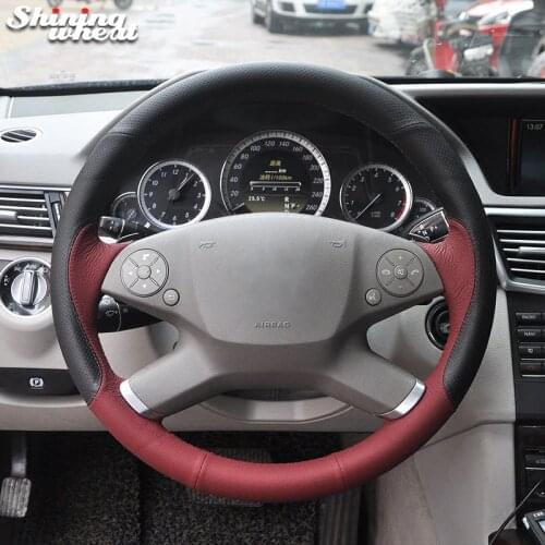 Shining wheat Black Genuine Leather Chocolate Leather Car Steering Wheel Cover for Mercedes Benz E-Class W212 E 200 260 300
