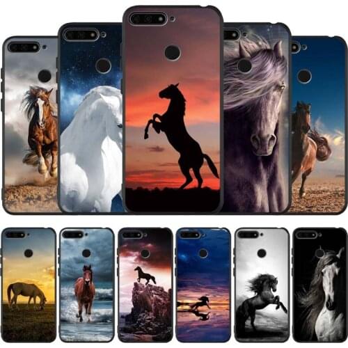 Running horse Black Silicone Phone Case For Honor 30 20 Pro 8X 9X X10 10 20 Lite 10i Nova 5T Y6 7 9 Prime 2019 TPU Cover