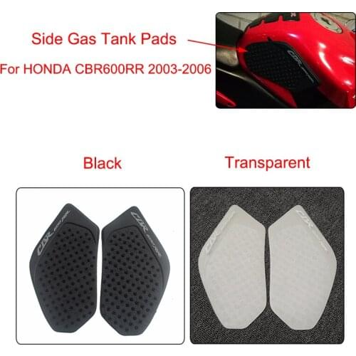 MTCLUB CBR600RR Black Transparent Anti slip Fuel Tank Pad Side Gas Knee Grip Traction Pad for Honda CBR600RR 2003 2004 2005 2006