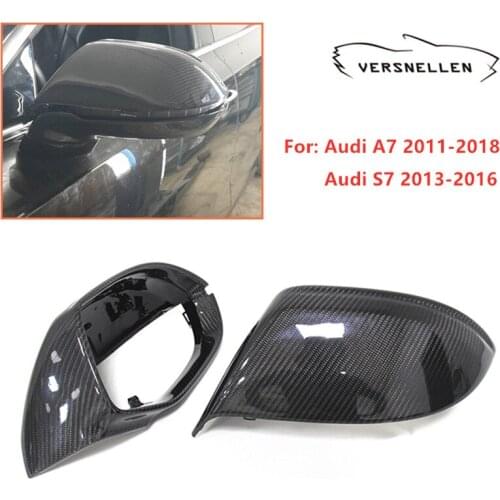 For Audi A7 2011-2018 S7 2013-2016 Muffler Pipe Real Carbon Fiber Exhaust Tips with/without Side Lane Assist Tailpipe Decoration