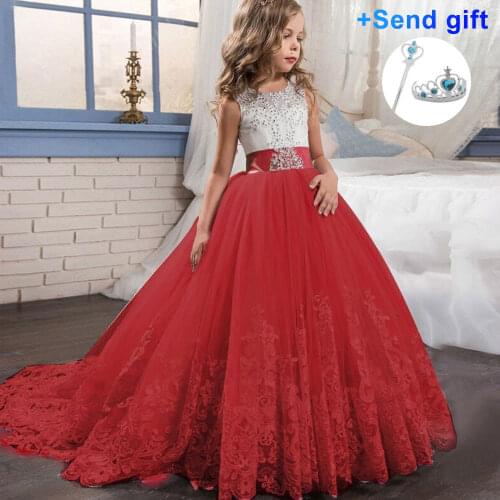Elegant Christmas Princess Dress 6-14 Years Kids Dresses For Girls New Year Party Costume First Communion Children Clothes