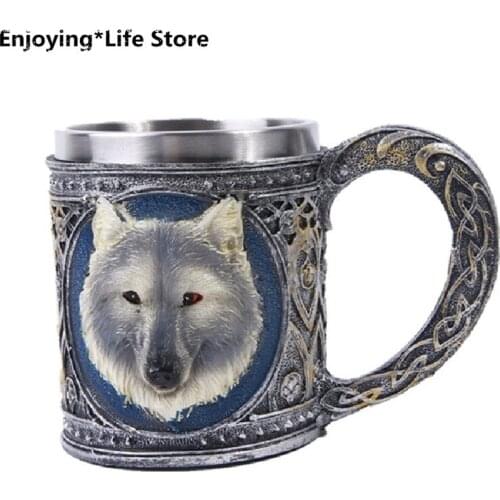 Halloween Skull Resin Wine Glass Stainless Steel Coffee Cup Home Decoration Bar Cup