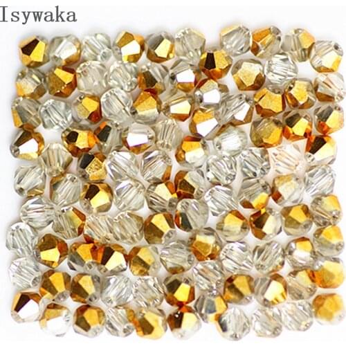Isywaka 100pcs 4mm Crystal Beads Bicone Stone Jewelry Findings Tassel Lariat Earring Glass Quartz Charms Bracelet Accessories