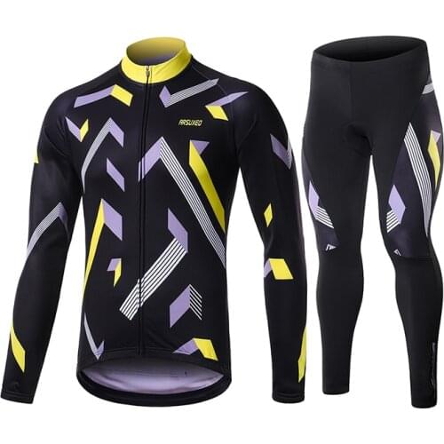 Cycling Jersey Set Pro breathable Mens Winter Thermal Fleece Long Sleeve Cycling Clothing Mountain Bike Pants MTB Bicycle Suits