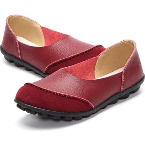 PU Leather Walking Shoes for Women Flat With Sports Footwear Breathable Sneakers For Female Slip-On Shoes