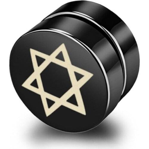 Tassina Magnetic No Earrings Piercing Hip Hop Star Stainless Steel Black Color Summer Clip On Earrings For Ears Men Jewelry