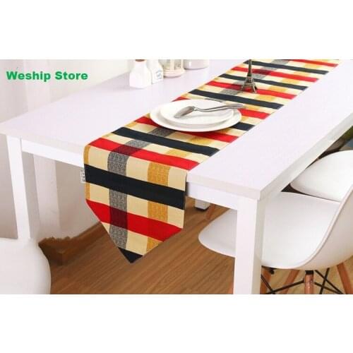 Fashion Home Double-deck cotton table runner European Mediterranean grid Vintage Style Table flag and Placemat
