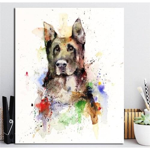 German Shepherd Dog Watercolor Wall Art Canvas Minimalist Posters Prints Painting Wall Pictures For Bedroom Home Decor Artwork