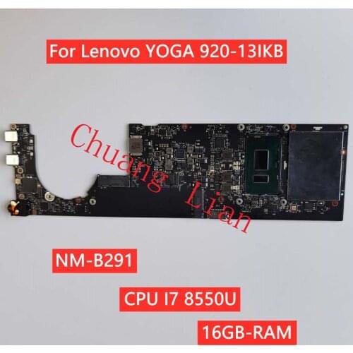 NM-B291 Laptop motherboard for Lenovo YOGA 920-13IKB original mainboard with CPU I7-8550U 16GB-RAM 100% Fully Tested