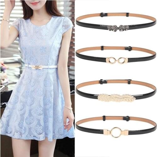 New Fashion Thin Belts For Women Flower Hasp Woman Patent Leather Female strap Belt dress adjust cintos femininos black wedding