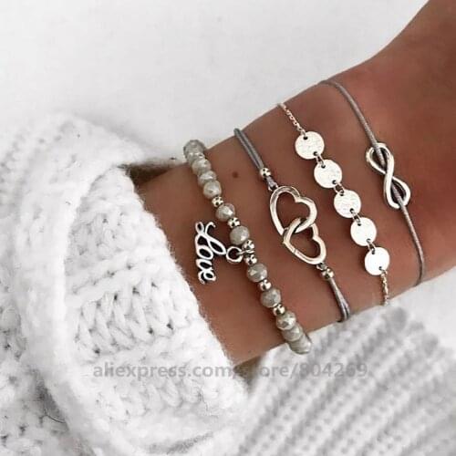 New Design Fashion Jewelry Women Dress Accessories Bracelet Set Fancy Ladies LOVE Pendant Bracelet Bangles