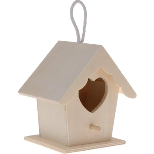 Bird Nest Natural Wood House DIY Creative Heart Shaped Parrot Parakeet Hanging