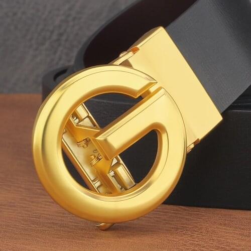 High Quality G letter Automatic Buckle young men genuine leather black belts men luxury brand Waistband casual ceinture homme