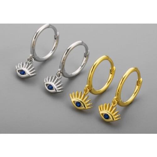 925 Sterling Silver Tassel Eyes Piercing Stud Earrings For Women Simple Ear Jewelry eh1341