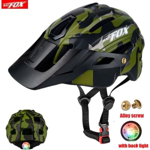 Batfox Bicycle Helmets LED Back Light Men Intergrally-Molded Cycling Helmet Ultralight Mountain Road Bike Helmet Sport Safe Hat