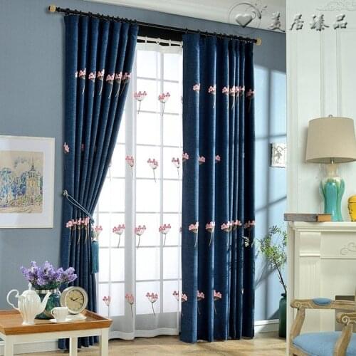 High-end Pastoral Embroidery Linen Curtains High Shading for Living Room Bedroom Study French Window Curtains Tulle Custom