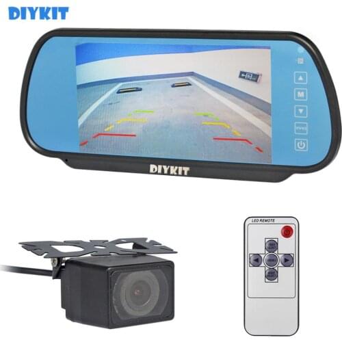 DIYKIT 7" LCD Display Rear View Mirror Car Monitor + IR Night Vision Car Camera Parking Assistance System Kit