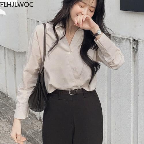 2021 Summer Korea Chic Tops Blusas Feminine Womens Solid Colors Single Breasted Button Shirts