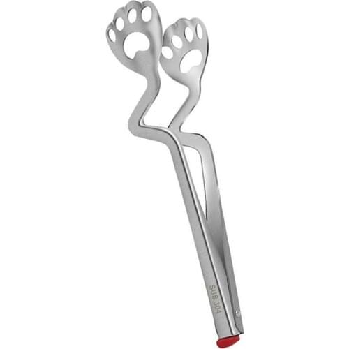 1PC Portable Stainless Steel Food Clamp Restaurant Hotel Cute Cat Paw Anti-scalding Bread Meat Clamp Non-Slip Gripper BBQ tools