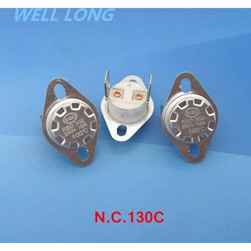 10 pcs/lot) KSD302 NC Thermostat, Temperature Switch, Normally Close,NC 130 Celsius,16A 250V