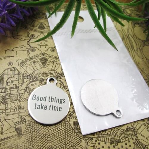 20pcs--"Good Things Take Time"stainless steel charms 5 styles for choosing DIY Charms for necklace bracelets