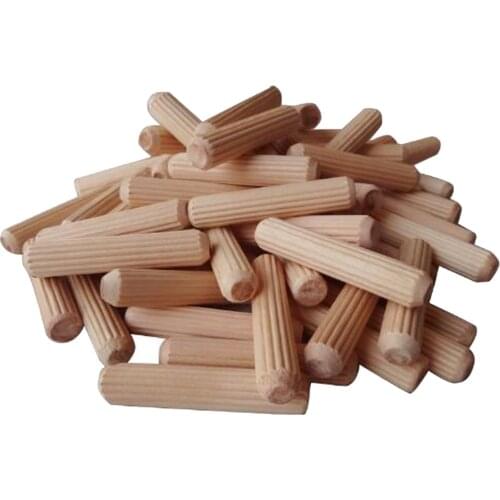 100Pcs Wooden Dowel Cabinet Drawer Round Fluted Wood Craft Dowel Pins Rods Set Furniture Fittings