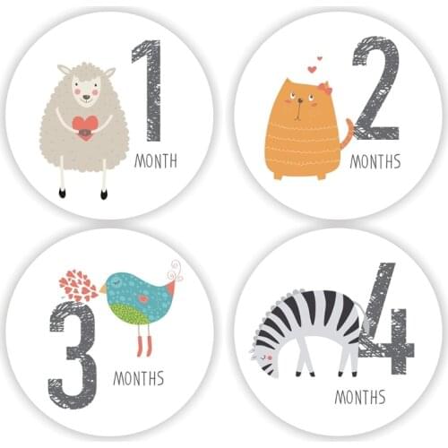 12 Pcs Baby Pregnant Monthly Stickers Memory Recording Milestone Sticker Props Q9QB
