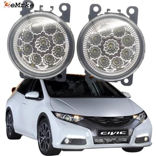 2PCS Car Styling 9-Pieces LED Fog Light Lamp for Honda Civic IX FK 2012 2013 2014 2015 H11 12V Halogen Fog Lights DRL