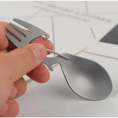2 in 1 Fork Spoon Bottle Opener Portable Multifunctional Mini Camping Tableware Spoon Bottle Opener for Outdoors Party Supplies
