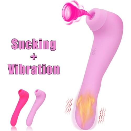 2 in 1 Strong Sucking Vibrator Dildo Vibrator G-Spot Clitoris Stimulator Sex Toys for Women Heating Nipple Sucker
