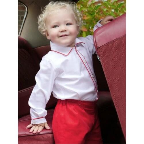 2020Autumn Kids Clothes Children Cotton Handsome Clothes Baptism Cotton Shirt+panty Children Birthday Toddler Christmas Outfit