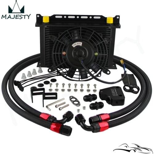 25 Row Oil Cooler+Sandwich Plate adapter Fit For LS1 LS2 LS3+7"Electric Fan+Bracket