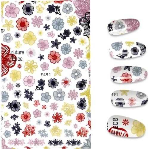 4 Style Nail Stickers Big Flower Design Stickers for nails nail art Manicure Decals Wraps Decoration