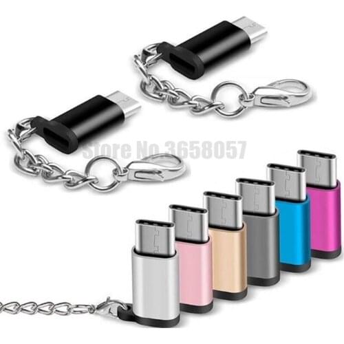 500pcs USB C to Micro USB Adapter 3 Pack Anti-lost Keychain Type C Convert for MotoZ Force for LG G5 for Samsung S8 Plus note 8