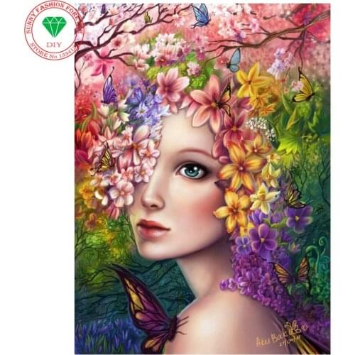 5D DIY diamond Painting flower Lady 3D Cross Stitch diamond embroidery flores embroidery diamonds wall stickers home decoration