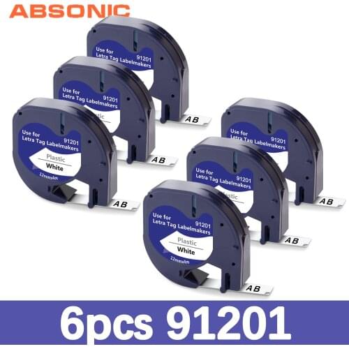 Absonic 6PCS Mixed Color 12267 91201 91202 91203 91204 91205 Label Tape 12mm for DYMO Letratag Label Printer lt-100h Label Maker