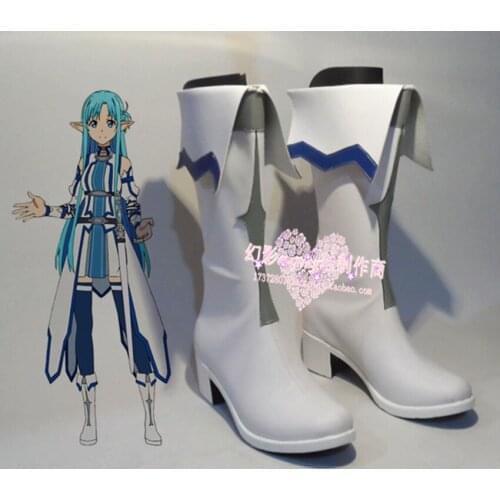 Anime Sword Art Online Asuna Yuuki Party White Halloween Girls Shoes Boots H016