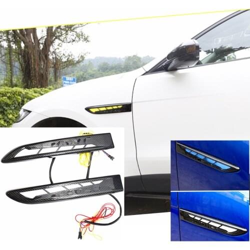 Car modified part fender air outlet streamer LED decorative lamp for jaguar XE XF XFS F-PACE 2015-2019 carbon fiber