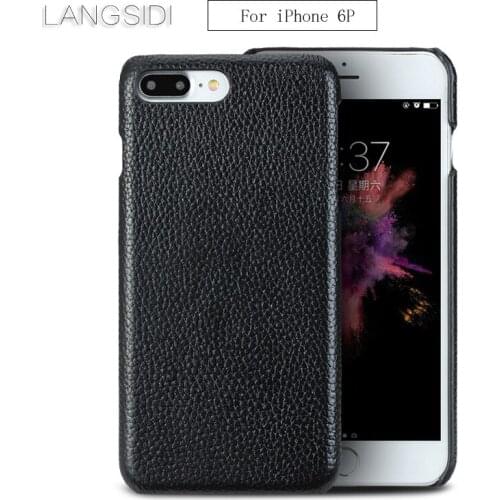 Cases For iPhone 6 Plus case handmade custom Real Leather Litchi texture phone back cover Genuine Leather phone case