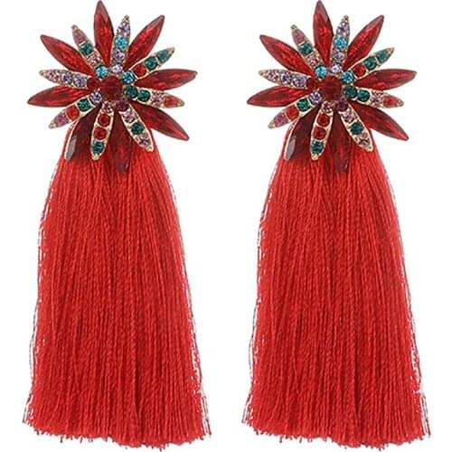 ZHINI Bohemian Tassel Crystal Long Drop Earrings for Women Fashion DIY Design Handmade Tassele Earring Statement Jewelry brincos