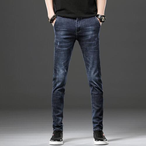 Jantour Cotton Men Jeans Pants Lace up Denim Trousers Black Pants Skinny Slim Hip Hop Sportswear Elastic Waist Male Trousers