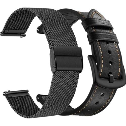 GT 2 Watch Band for Huawei Samsung Galaxy Watch 46mm/42mm/Active2 40mm 44mm Strap Gear S3 Stainless Steel Leather Wrist Bracelet
