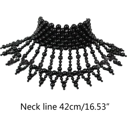Imitation Pearl Wavy Chain Necklace Bib Choker Vintage Western Wedding Dress Hollow Out Jewelry Body Chain Collar Shawl