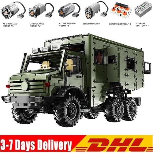 J907 High -tech Car Model The MOC Motorzied Nomadism RV Motorhome Building Blocks Assembly Car Bricks Kids Christmas Gifts