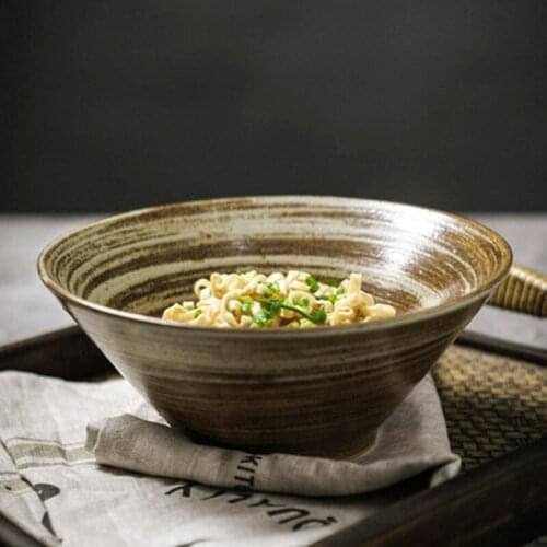 Japanese-style ceramic tableware household instant noodle bowl personalized hat bowl retro noodle soup bowl creative open bowl h