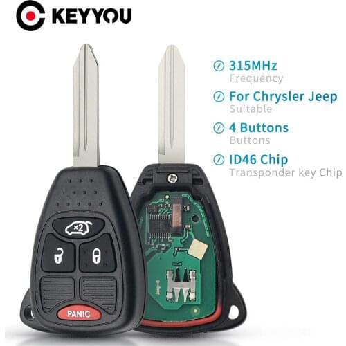 KEYYOU 315MHZ ID46 Chip Remote Car Key for Dodge RAM JEEP Commander Compass Grand Cherokee Liberty Wrangler Chrysler
