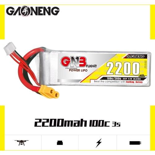 GAONENG GNB 2200mAh 3S 11.1V 100C/200C Lipo Battery With XT60 Plug For QAV 250 450 Size Helicopter RC FPV Racing Drone Parts