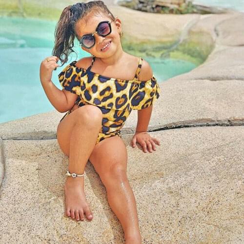 Fashion Toddler Kids Baby Girl leopard Ruffle Swimwear Swimsuit Bathing Suit Beachwear Summer Holiday Clothes