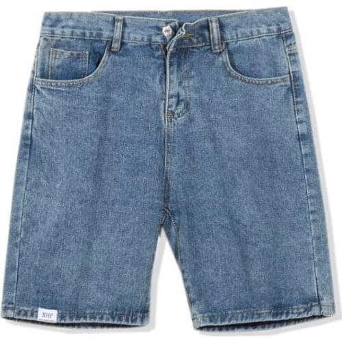 2020 New Arrival Sale Zipper Fly Top Fashion God Shorts Mens Summer Loose Straight Tube Capris Casual Solid Light Jeans Men