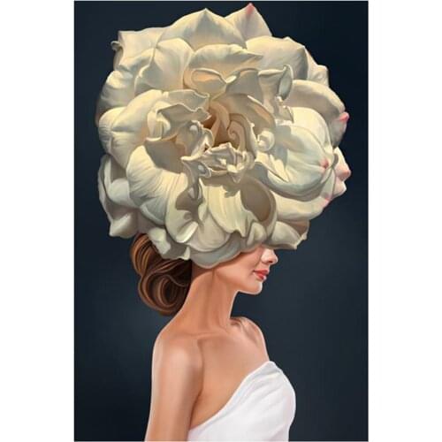 Girl Flower DIY Cross Stitch 11CT Embroidery Kits Needlework Craft Set Cotton Thread Printed Canvas Home Dropshipping